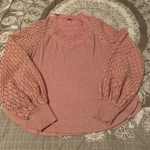 Free people floral lace sleeved blouse